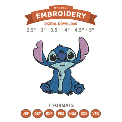 Stitch Lilo Embroidery Design File | Digital Download | 6 Sizes & 7 Formats Included Threaded Dreams