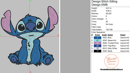 Stitch Lilo Embroidery Design File | Digital Download | 6 Sizes & 7 Formats Included Threaded Dreams