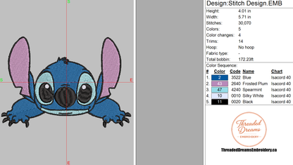 Stitch Lilo Embroidery Design File | Digital Download | 6 Sizes & 7 Formats Included Threaded Dreams