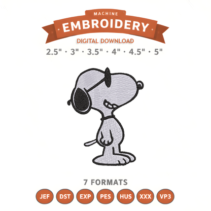 Snoopy Embroidery Design File | Digital Download | 6 Sizes & 7 Formats Included Threaded Dreams
