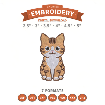 Tabby Cat Embroidery Design File | Digital Download | 6 Sizes & 7 Formats Included Threaded Dreams