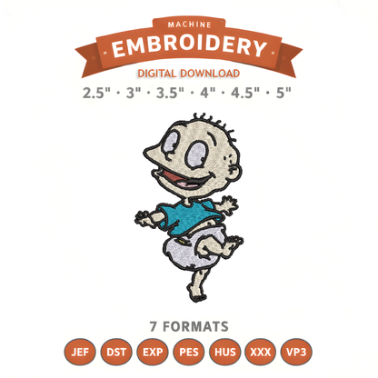 Rugrats Tommy Pickles Embroidery Design File | Digital Download | 6 Sizes & 7 Formats Included Threaded Dreams