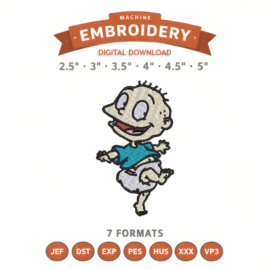 Rugrats Tommy Pickles Embroidery Design File | Digital Download | 6 Sizes & 7 Formats Included Threaded Dreams