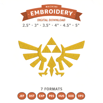 Triforce Zelda Embroidery Design File | Digital Download | 6 Sizes & 7 Formats Included Threaded Dreams