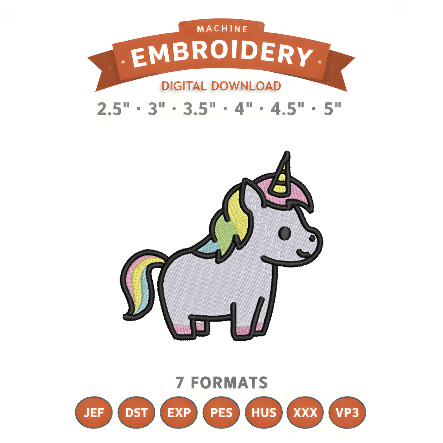 Unicorn Embroidery Design File | Digital Download | 6 Sizes & 7 Formats Included Threaded Dreams