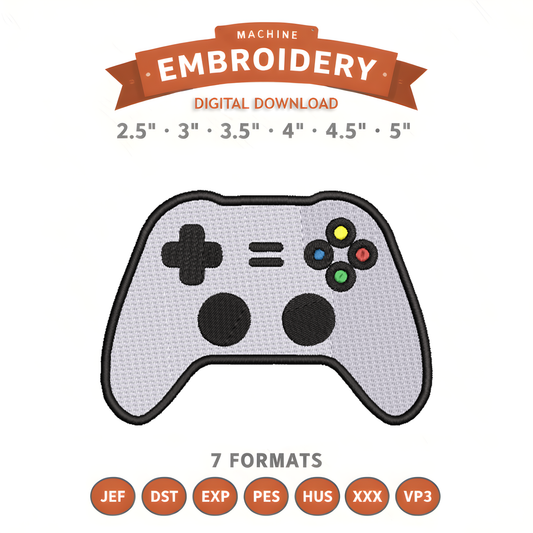 Xbox Controller Embroidery Design File | Digital Download | 6 Sizes & 7 Formats Included Threaded Dreams