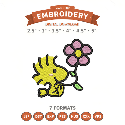 Woodstock Flower Embroidery Design File | Digital Download | 6 Sizes & 7 Formats Included Threaded Dreams