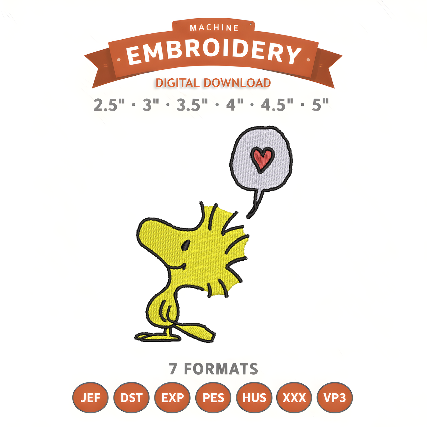 Woodstock Love Embroidery Design File | Digital Download | 6 Sizes & 7 Formats Included Threaded Dreams