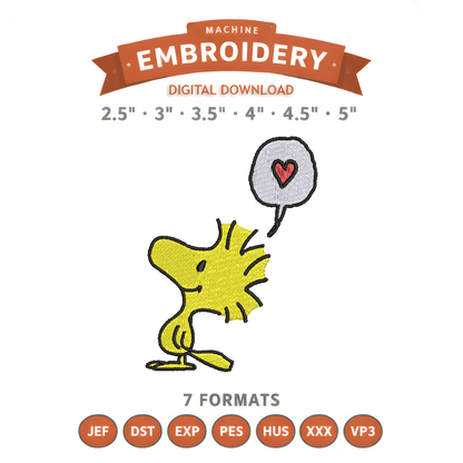 Woodstock Love Embroidery Design File | Digital Download | 6 Sizes & 7 Formats Included Threaded Dreams