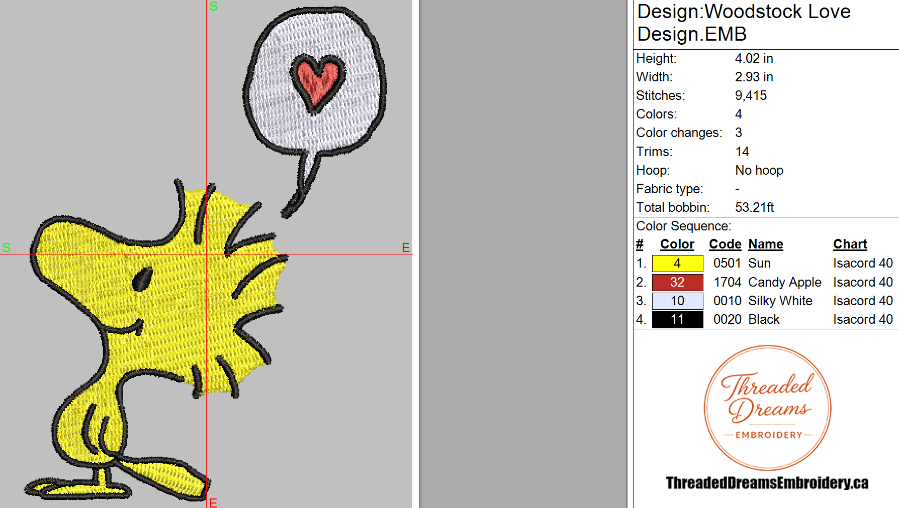 Woodstock Love Embroidery Design File | Digital Download | 6 Sizes & 7 Formats Included Threaded Dreams