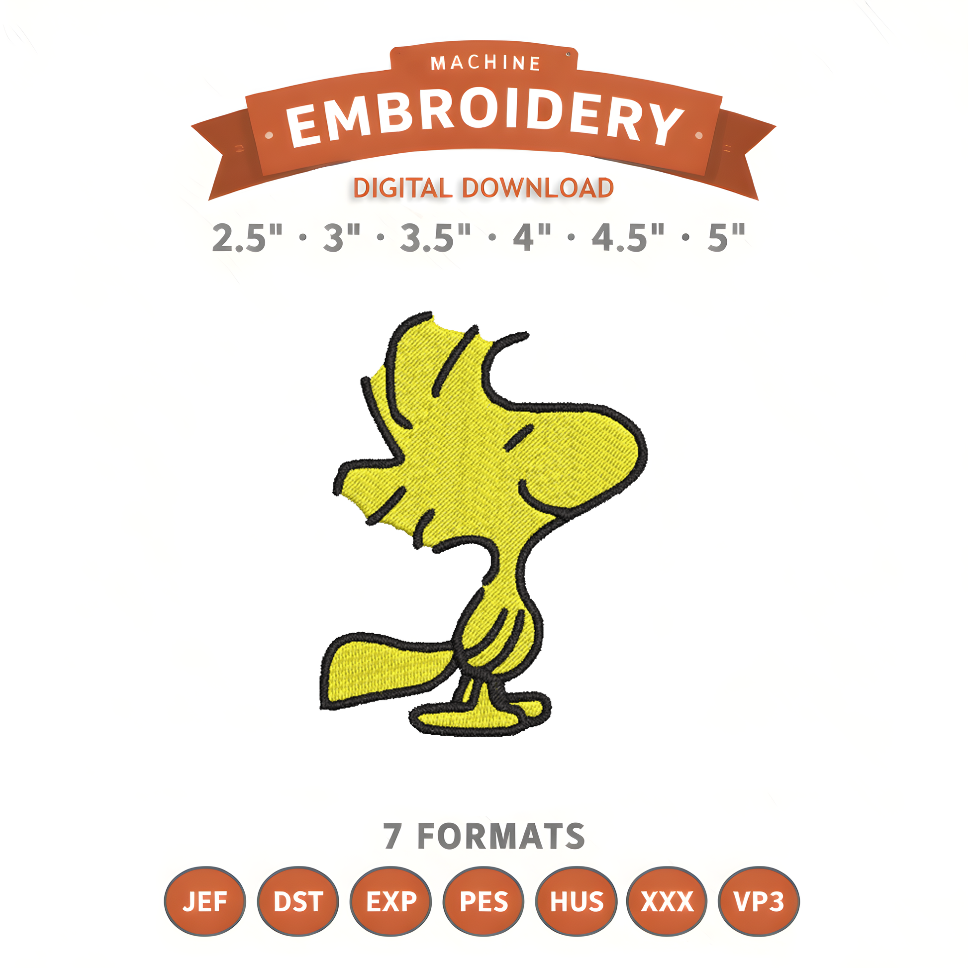 Woodstock Snoopy Embroidery Design File | Digital Download | 6 Sizes & 7 Formats Included Threaded Dreams