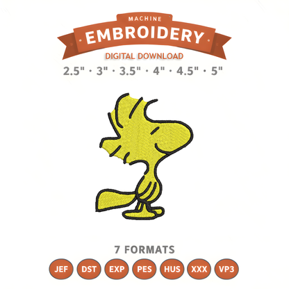 Woodstock Snoopy Embroidery Design File | Digital Download | 6 Sizes & 7 Formats Included Threaded Dreams