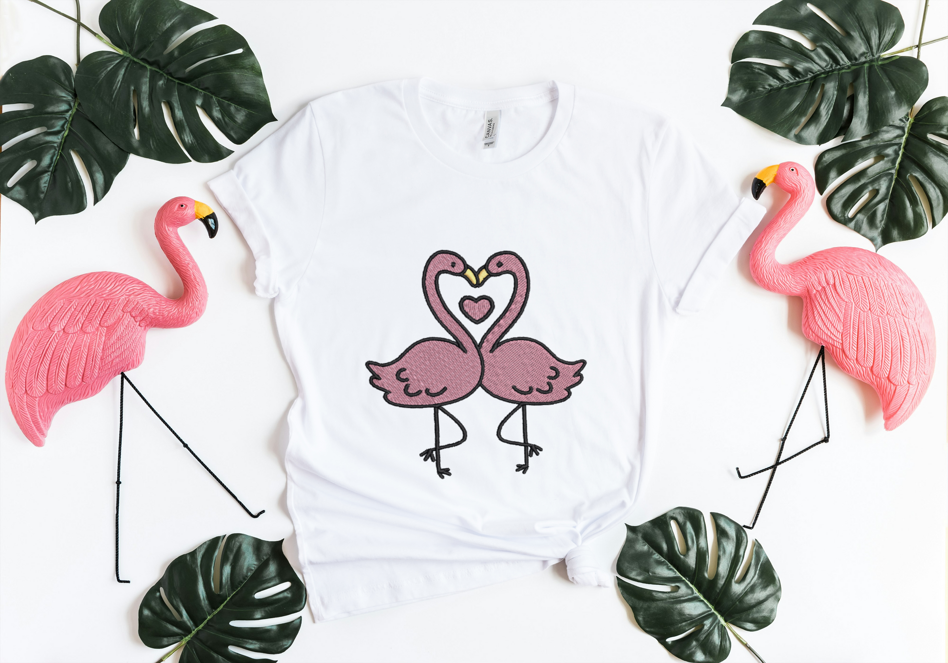 Flamingo Love Embroidery Design File | Digital Download | 6 Sizes & 7 Formats Included Threaded Dreams