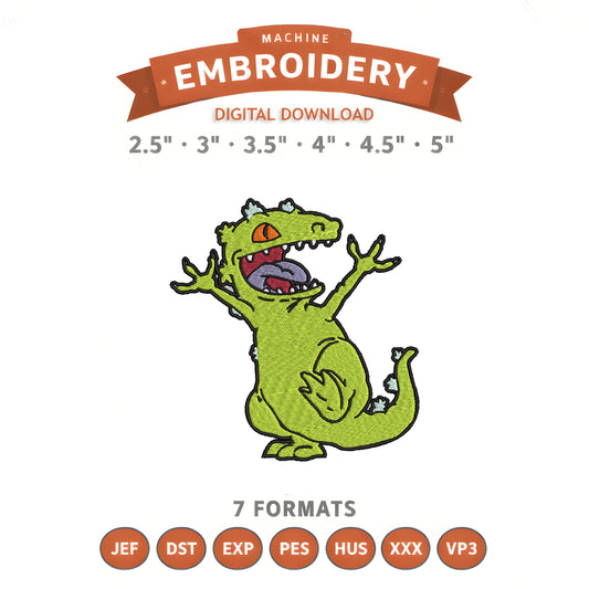 Rugrats Reptar Embroidery Design File | Digital Download | 6 Sizes & 7 Formats Included