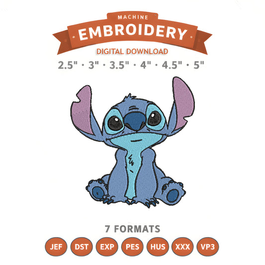 Stitch Lilo Embroidery Design File | Digital Download | 6 Sizes & 7 Formats Included