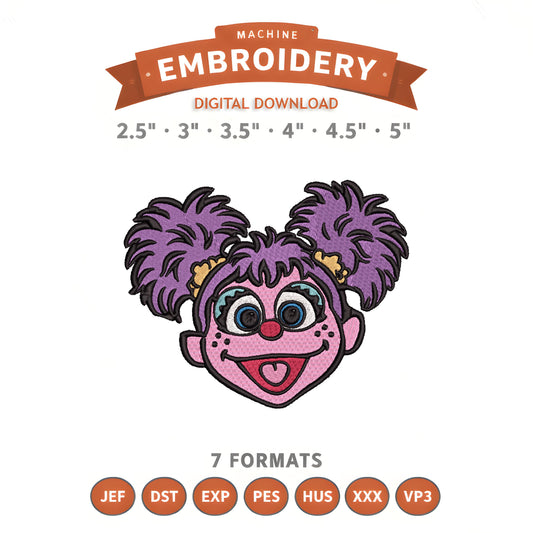 Abby Cadabby Sesame Street Embroidery Design File | Digital Download | 6 Sizes & 7 Formats Included