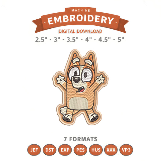 Bingo Bluey Sister Embroidery Design File | Digital Download | 6 Sizes & 7 Formats Included