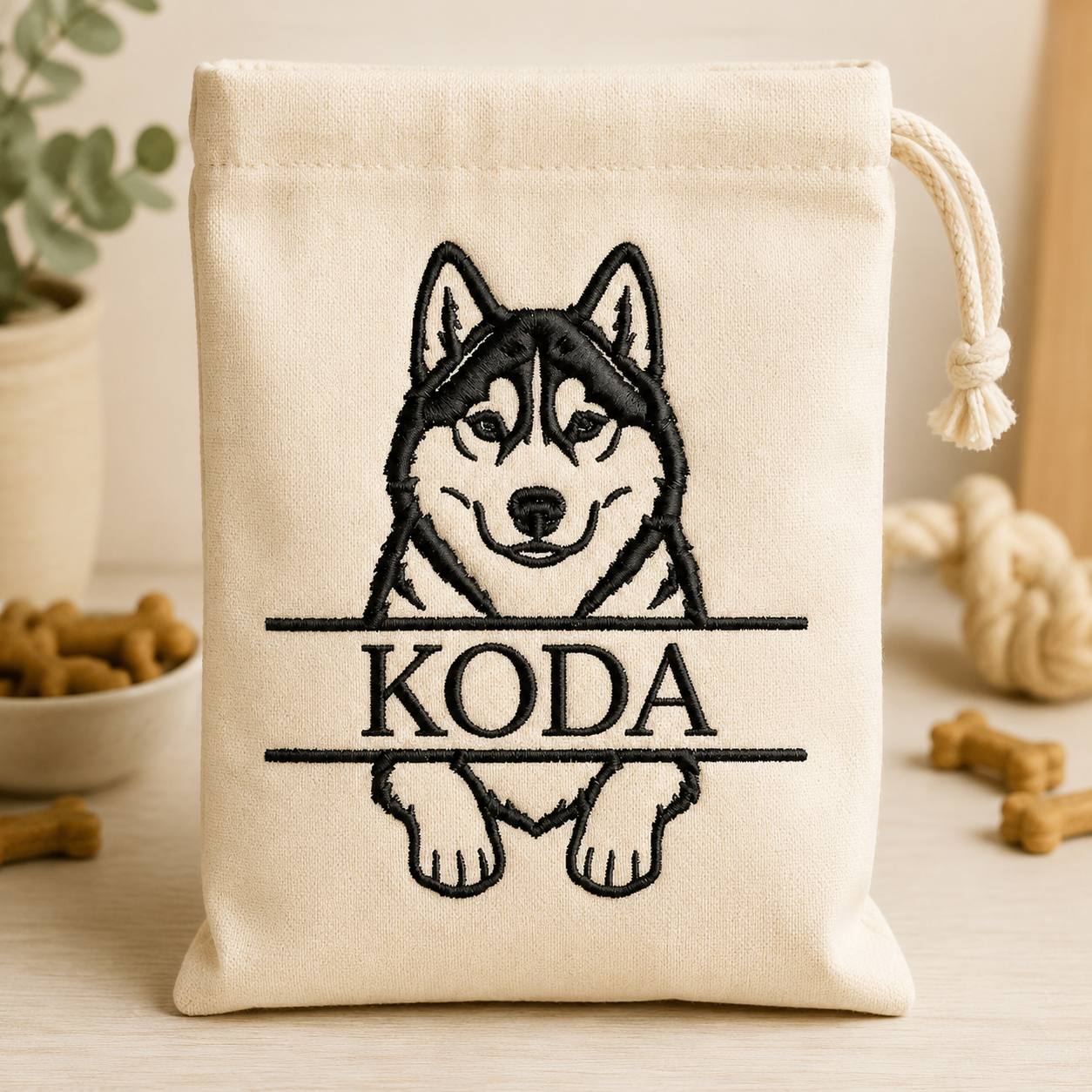 Husky Split Name Machine Embroidery Design File | Digital Download | 4 Sizes & 7 Formats Included Threaded Dreams