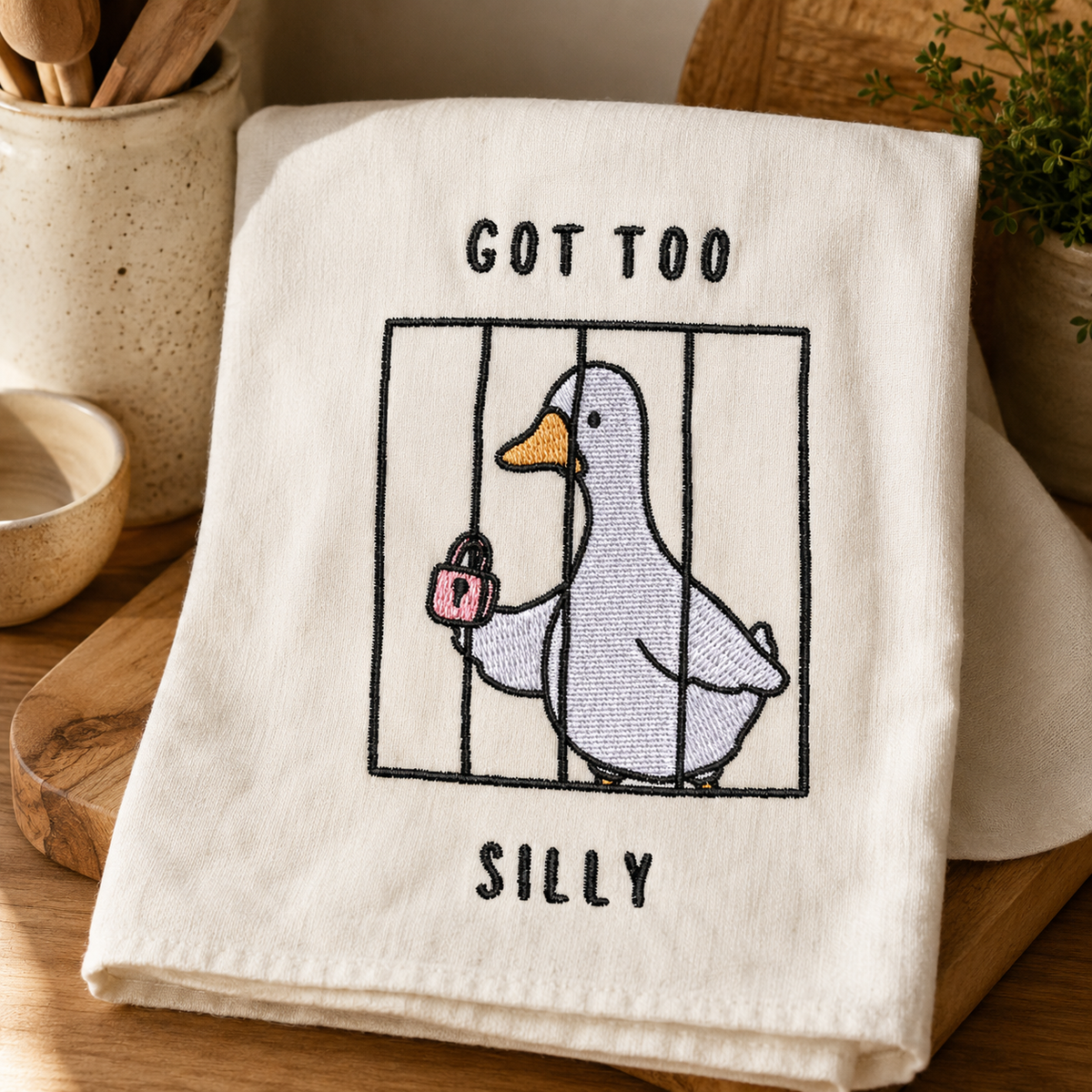 Got Too Silly Goose Embroidery Design File | Digital Download | 6 Sizes & 7 Formats Included Threaded Dreams