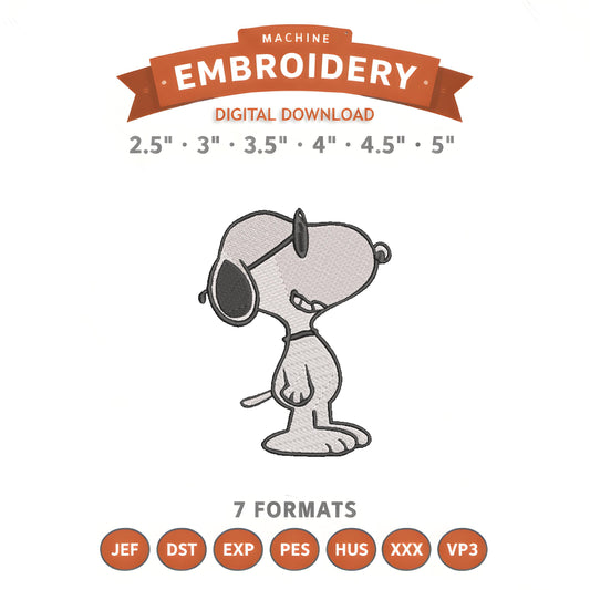 Snoopy Embroidery Design File | Digital Download | 6 Sizes & 7 Formats Included