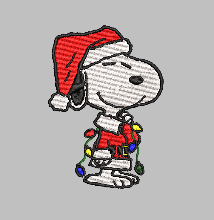 Snoopy Christmas Lights Embroidery Design File | Digital Download | 6 Sizes & 7 Formats Included Threaded Dreams